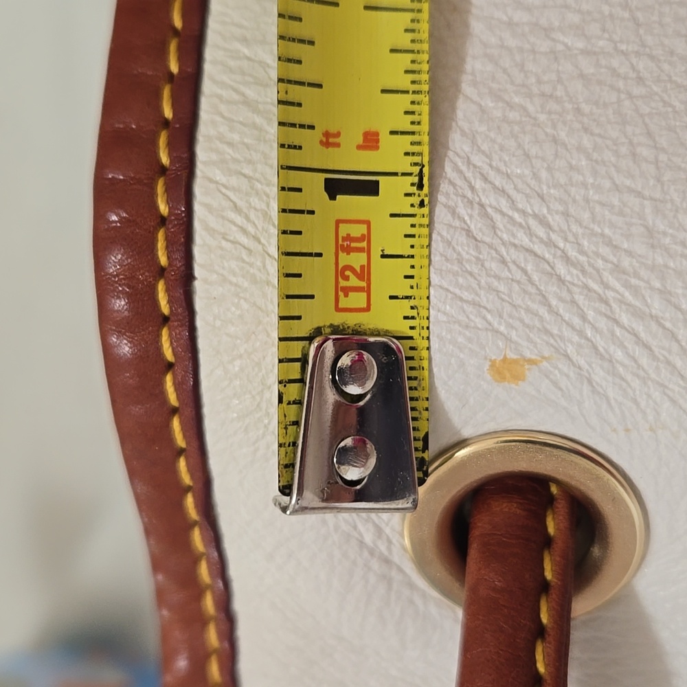 Dooney & Bourke White and Tan Leather Drawstring Bucket Bag - Picture 7 of 7